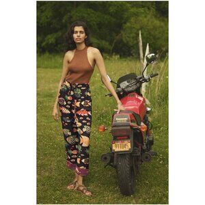 FARM Rio Black Tropical Print Joggers with Multicolor Fish Motif